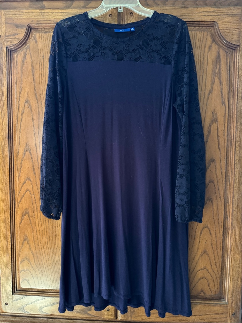 Apt. 9 Deep Purple Lace Yoke Long-Sleeve Swing Dress